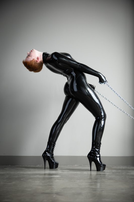 Flexible woman sexy latex leopard catsuit image