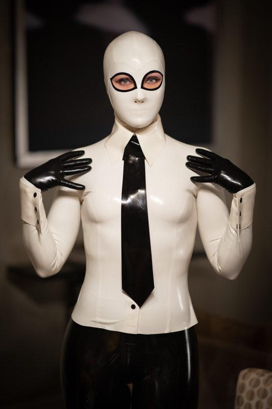 A sexy photograph of Nico, in white latex. Posted February 2020.