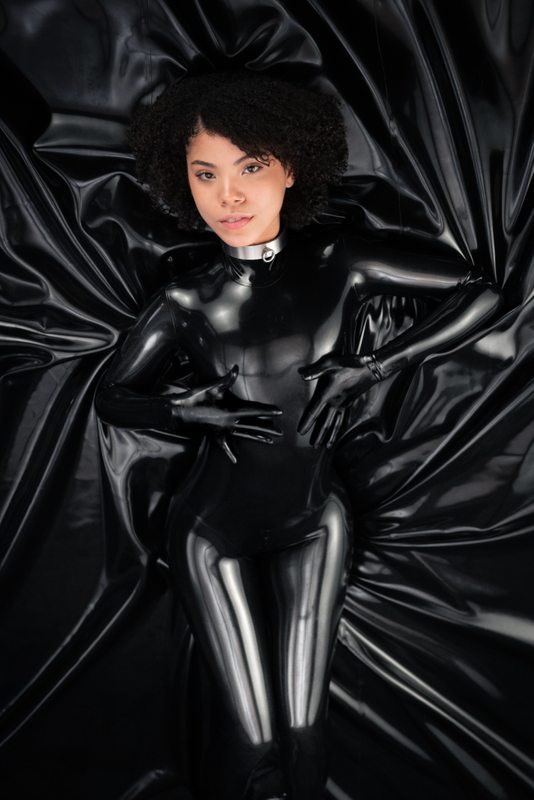 A sexy photograph of Shweetie in black latex. Posted January 2023.