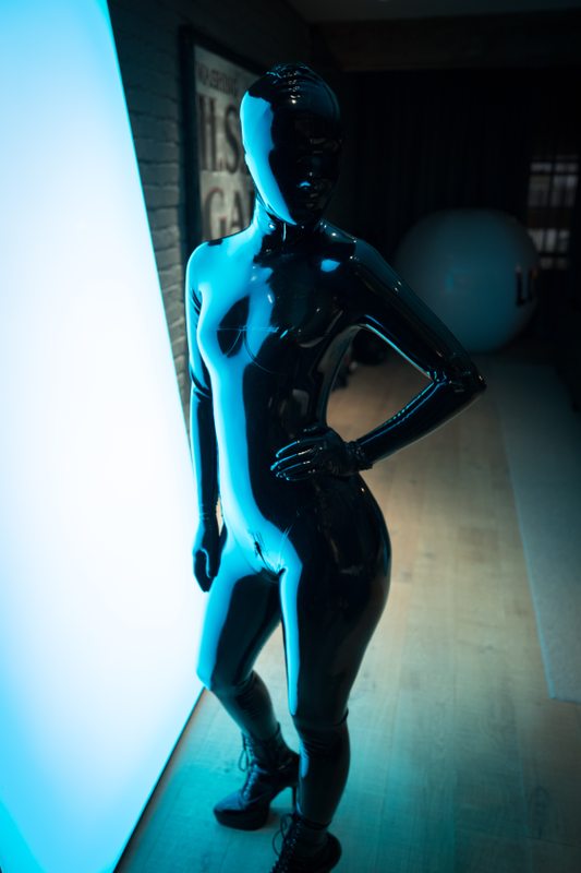 A sexy photograph of Opal Snow, in black latex. Posted July 2017.