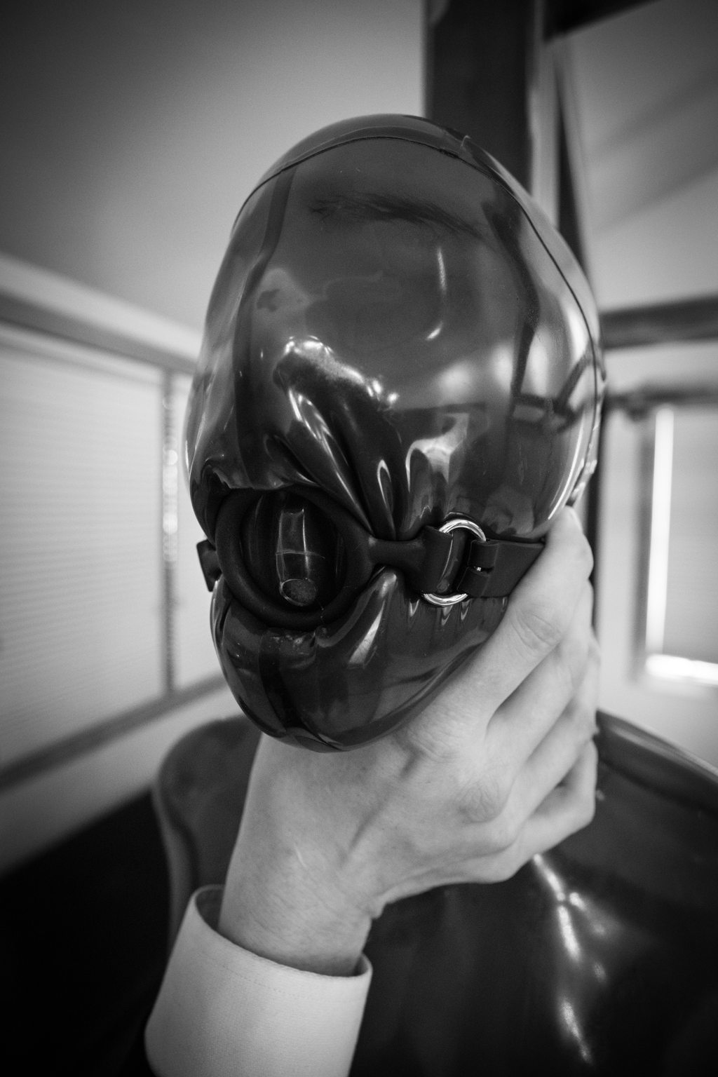 Gag Tryouts A photo album of Opal Snow, in transparent & blue latex. Tagged with: gagged & breathplay. Posted May 2017.