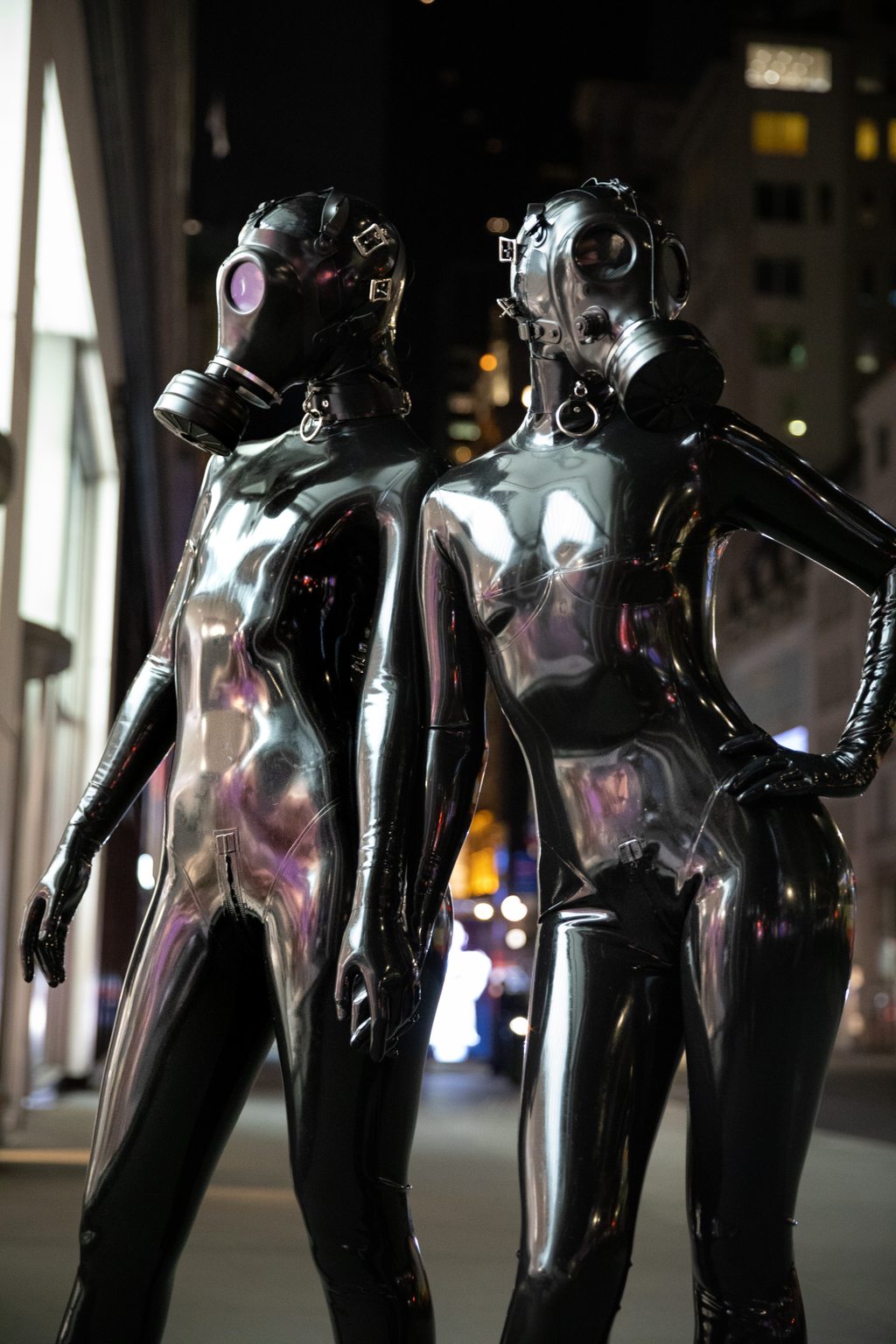 Midtown Strut A photo album of Vespa & Cam Damage, in black latex. Tagged with: in public & gasmask. Posted June 2019.