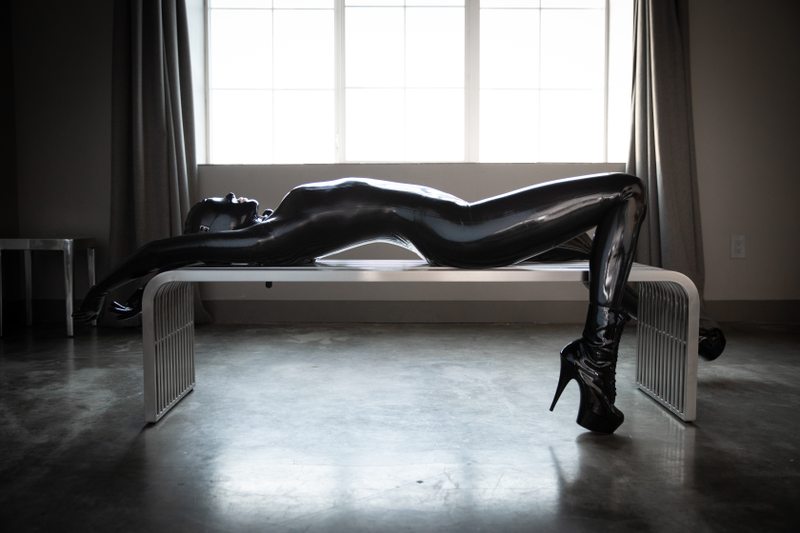 A sexy photograph of Mbot in black latex. Posted April 2021.