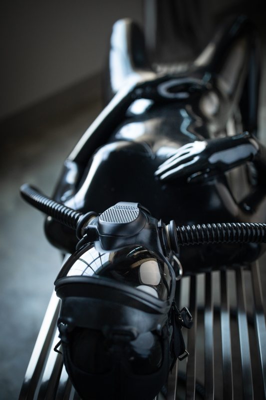 A sexy photograph of Mbot in black latex. Tagged with: gasmask. Posted March 2020.