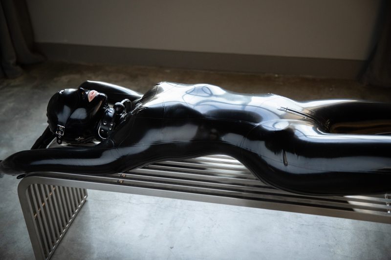 A sexy photograph of Mbot in black latex. Posted April 2021.