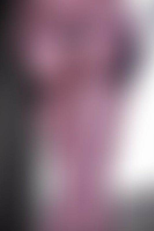 A sexy photograph of Glossy Toy in transparent &amp; purple & pink latex. Posted April 2020.