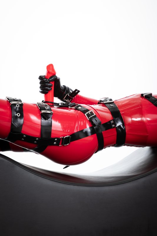 A sexy photograph of Vespa, in red latex. Tagged with: strapon. Posted September 2018.
