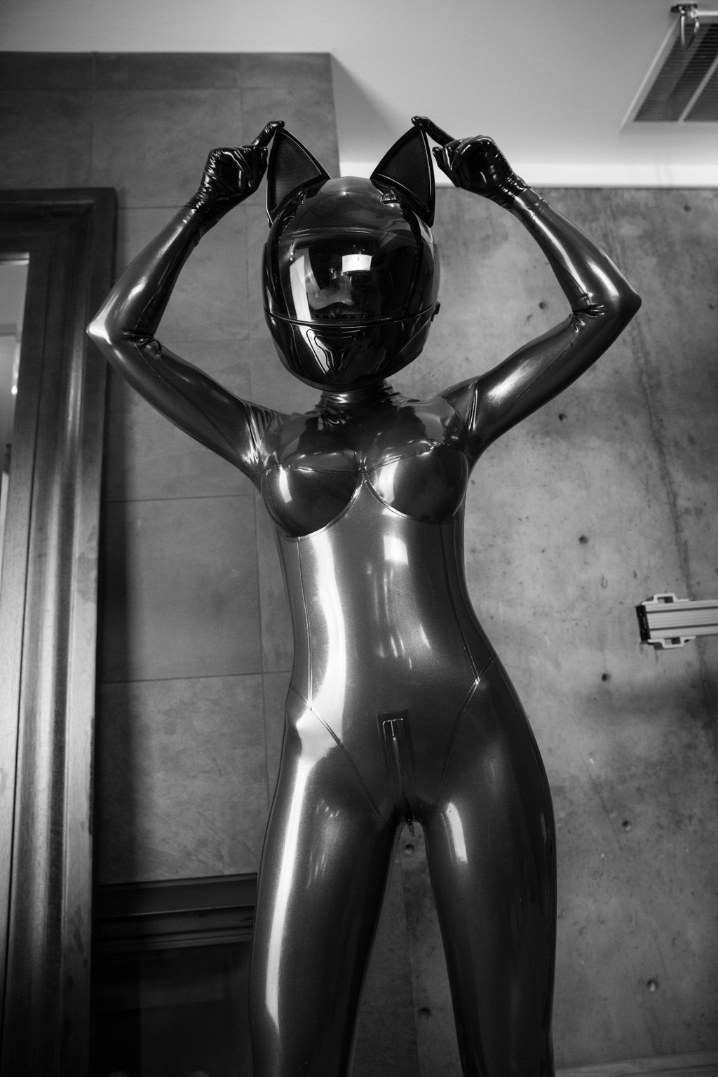 Serious Bondage Chair A photo album of Vespa, in black & metallic latex. Tagged with: straitjacket, space kitten, inflatable, vibrator & gasmask. Posted January 2018.