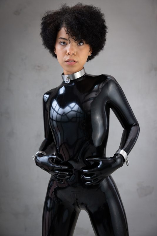 A sexy photograph of Shweetie, in black latex. Posted November 2021.