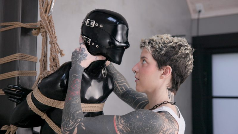 A sexy video of Vespa, Cam Damage & Knotty Devil in black latex. Tagged with: bondage, orgasm, vibrator & rope / shibari. Posted February 2023.
